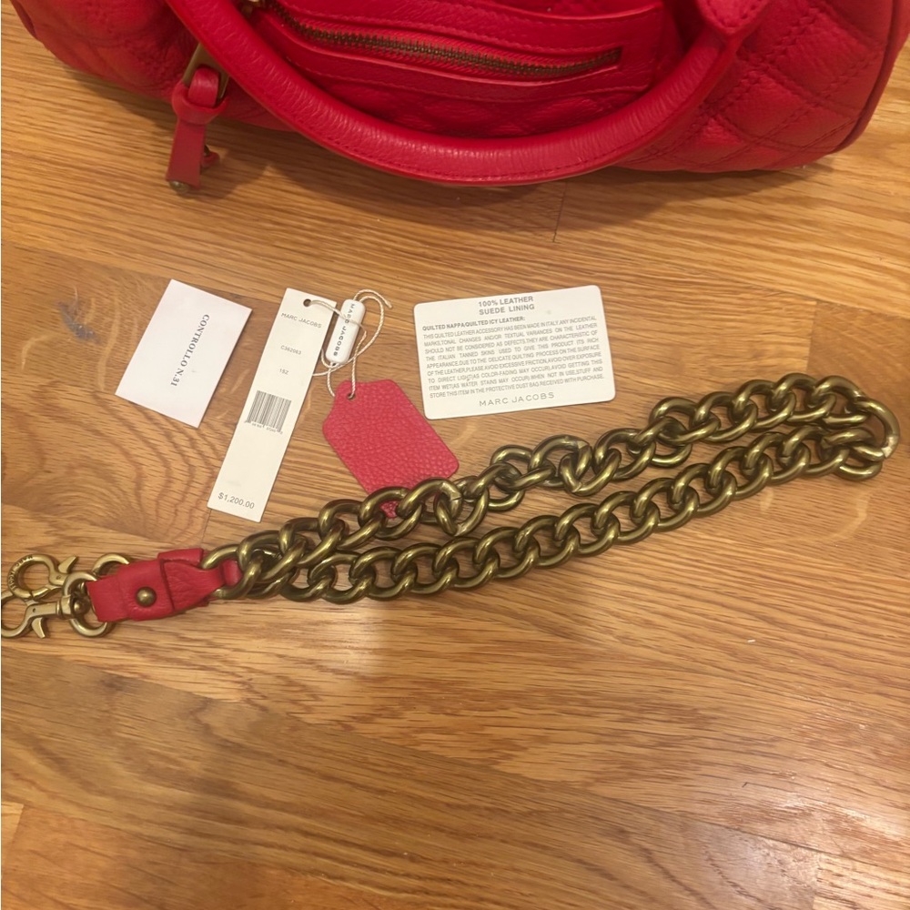 Marc Jacobs Stam Red Quilted Handbag - Picture 13 of 15
